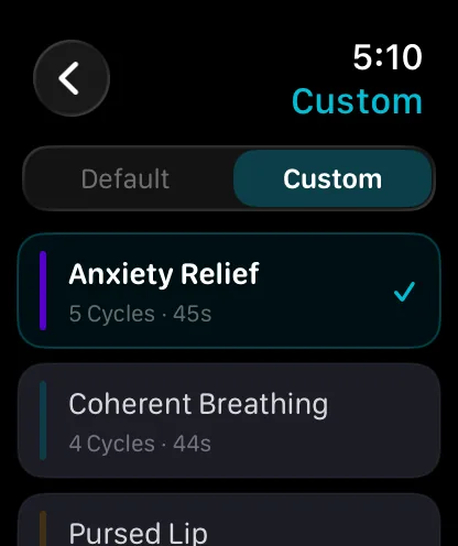 Breathe Apple Watch - Session List